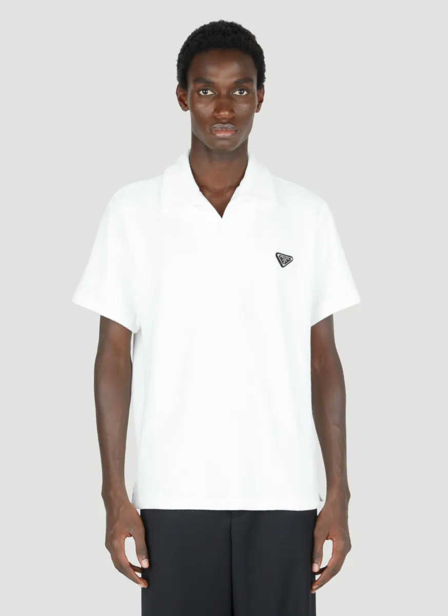 Terry-Cloth Logo Patch Polo Shirt
