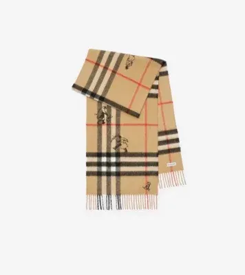Check Mates Cashmere Scarf in Archive beige