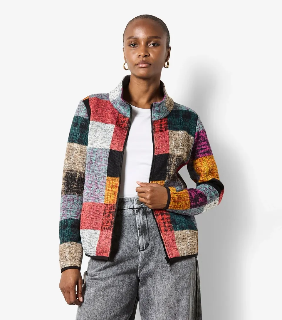 Women's Multicolour Check Jersey Jacket