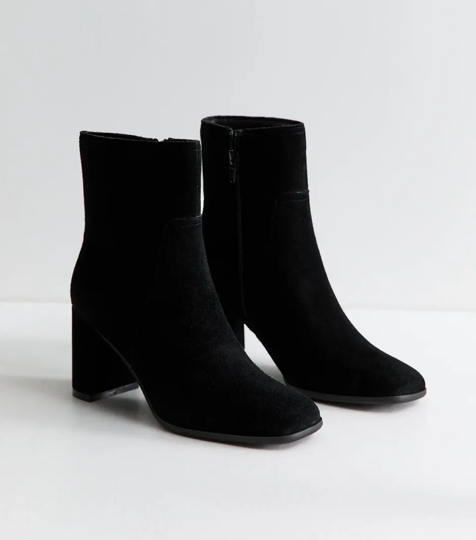 Women's Black Premium Real Suede Ankle Boots