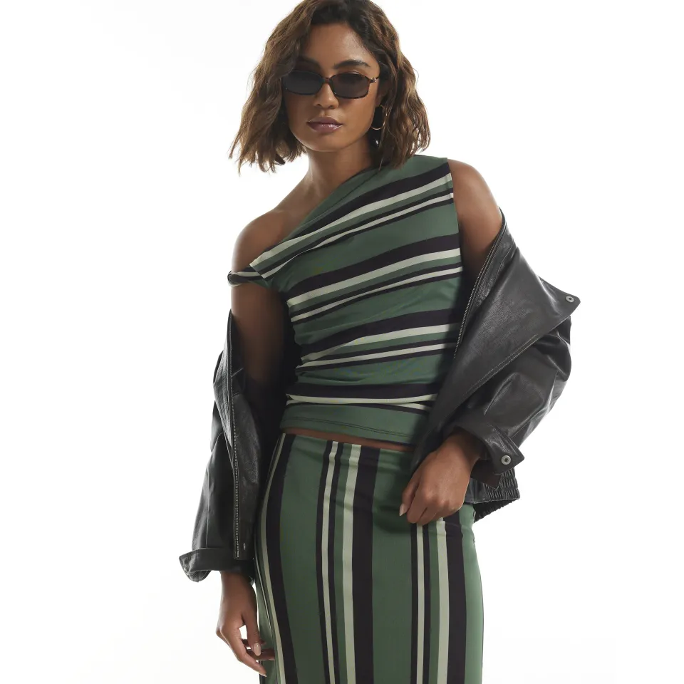 Stripe Drape Top