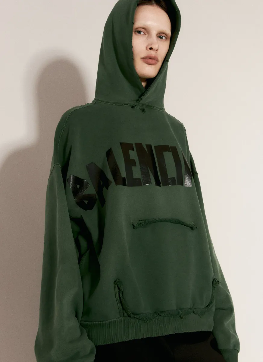Ripped Pocket Hooded Sweatshirt
