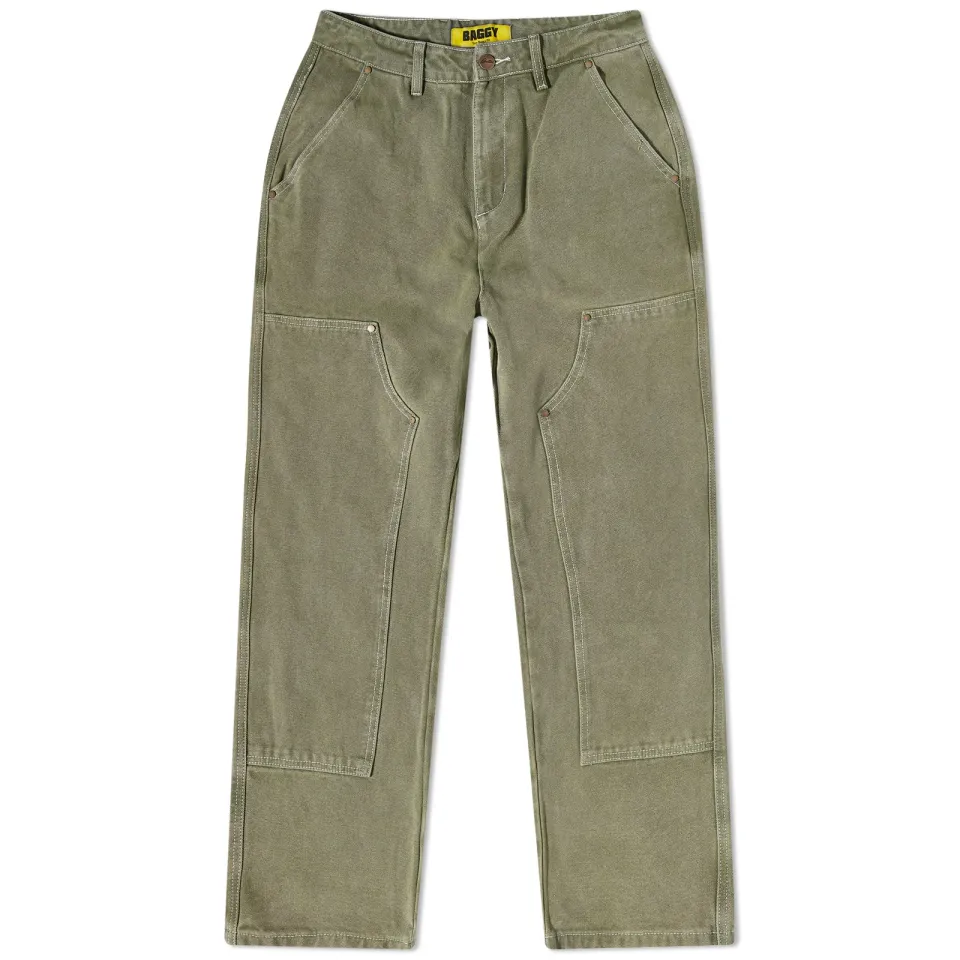 Washed Canvas Double Knee Pant
