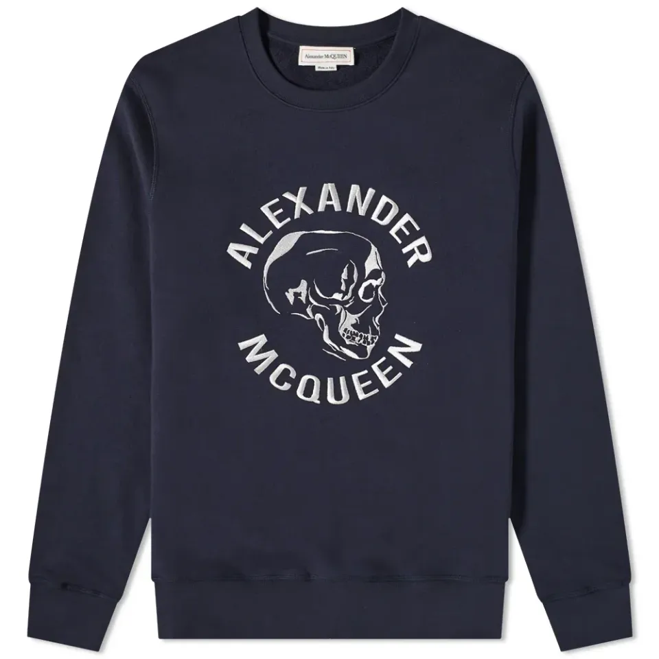 Embroidered Skull Logo Crew Sweat