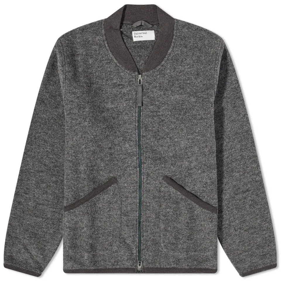 Wool Fleece Zip Bomber Jacket
