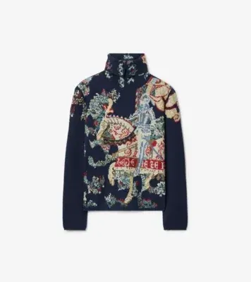 Heraldic Knight Wool Sweater in Night black