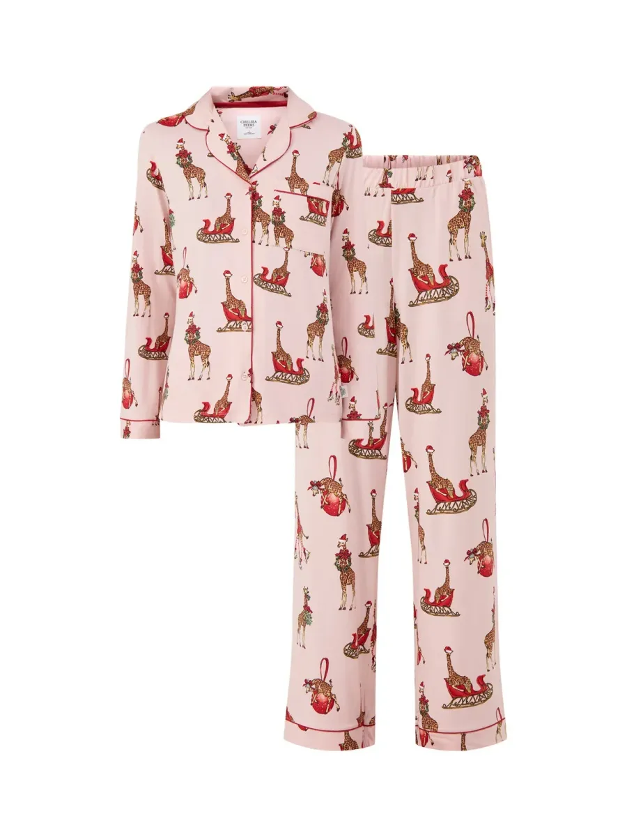 Festive Giraffes Long Pyjama Set
