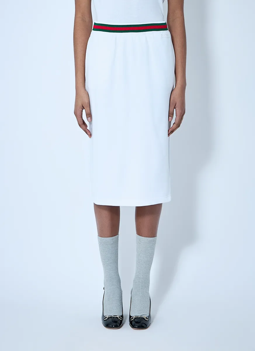 Cotton Jersey Skirt With Web Trim