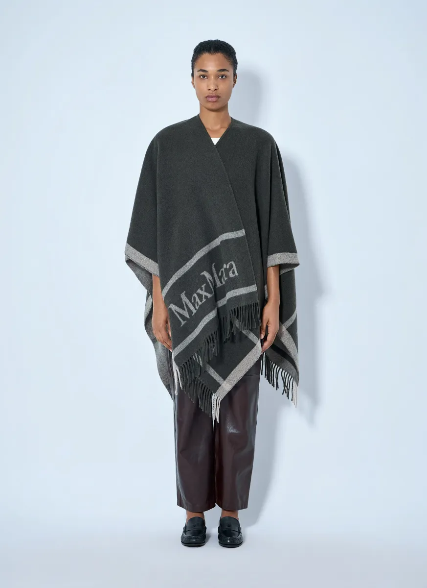 Fringed Wrap with Logo Detail