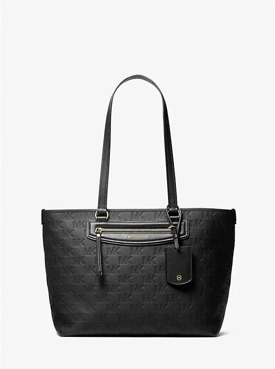 Jet Set Travel Medium Logo Embossed Leather Tote Bag