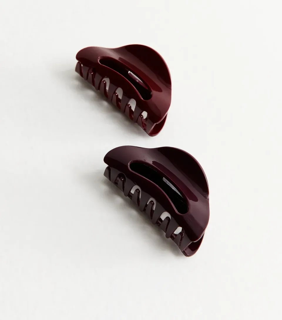 Pack of 2 Brown Curved Hair Claw Clips