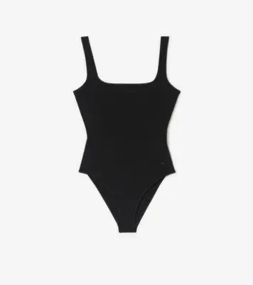 Check Trim Swimsuit in Black - Women, Nylon