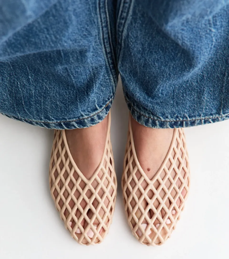 Women's Truffle Pink Jelly Ballet Pumps