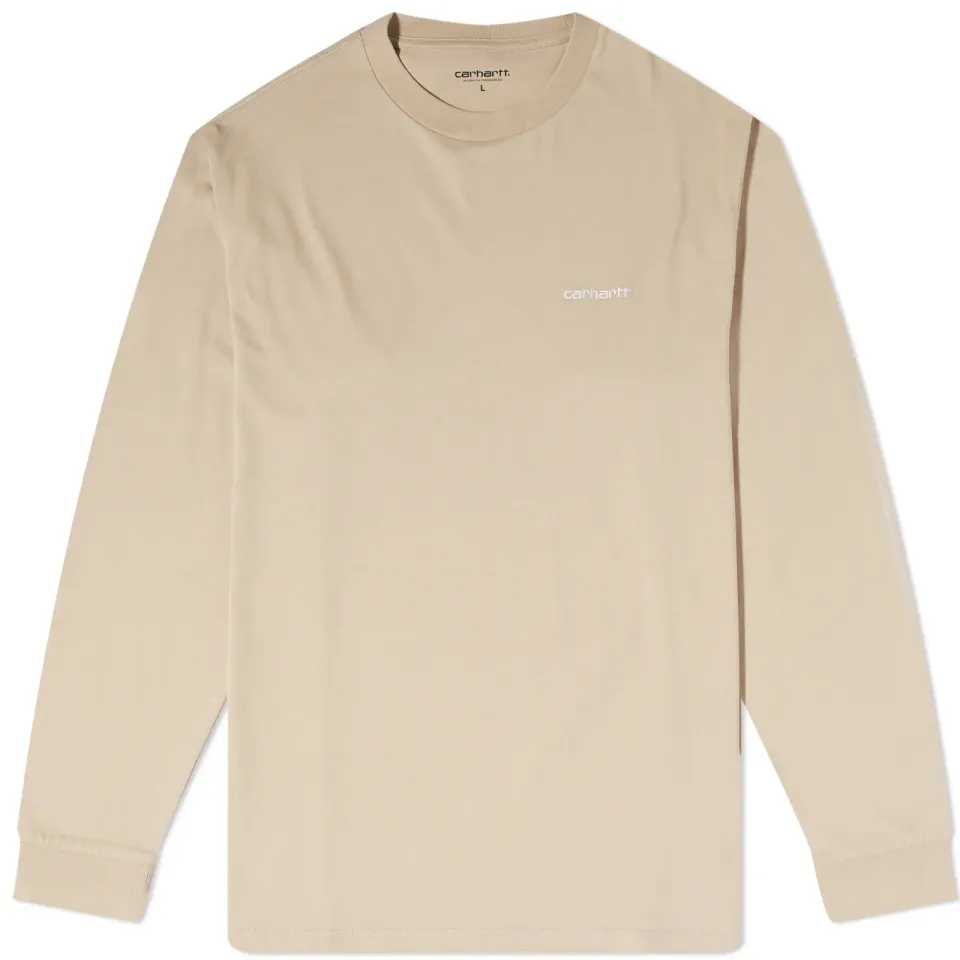 Long Sleeve Script Embroidery T-Shirt