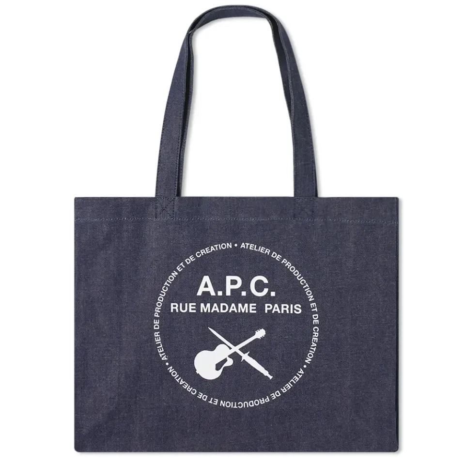 A.P.C. Guitar Logo Denim Shopping Bag