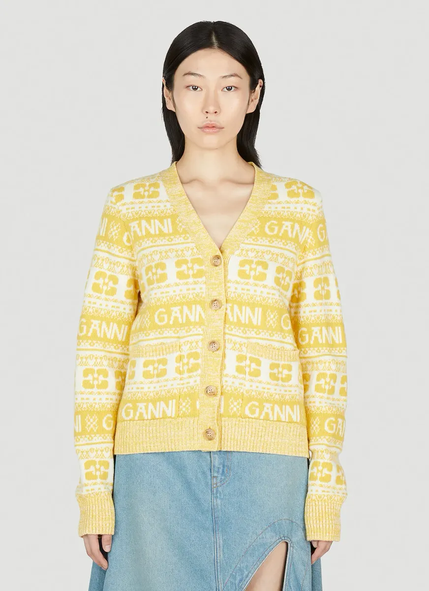 Logo Button Down Cardigan
