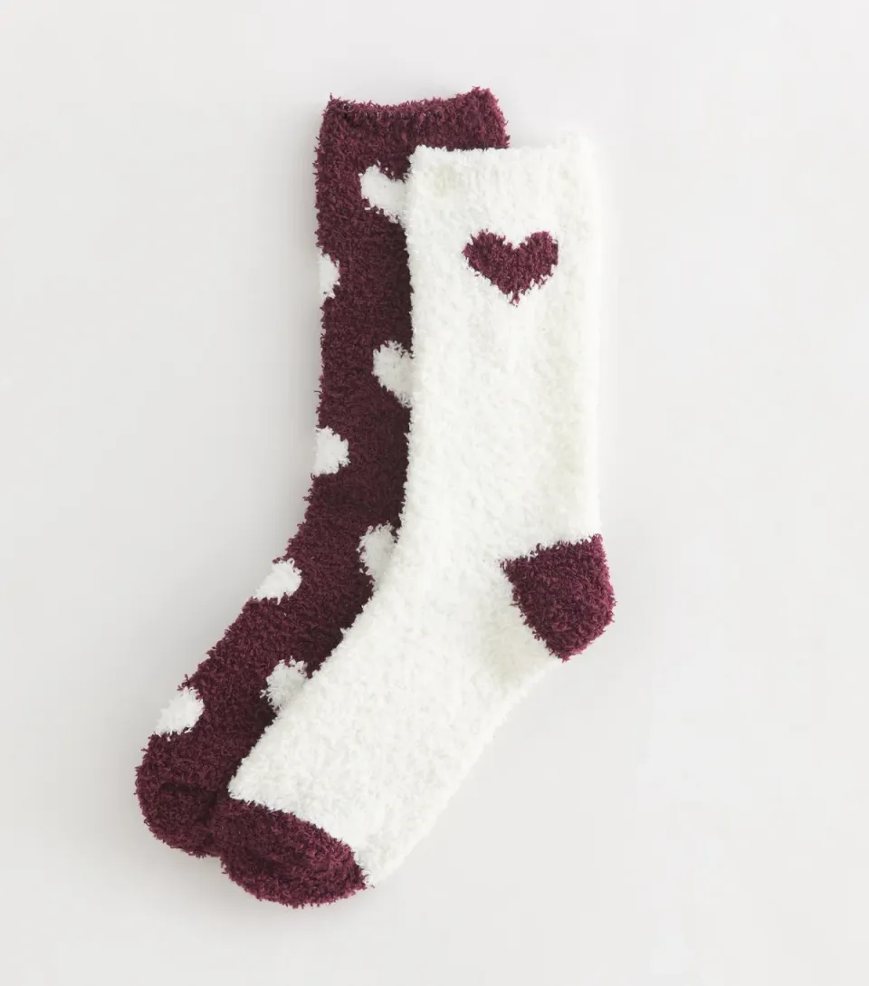 Pack of 2 Red Heart Pattern Cosy Knit Socks