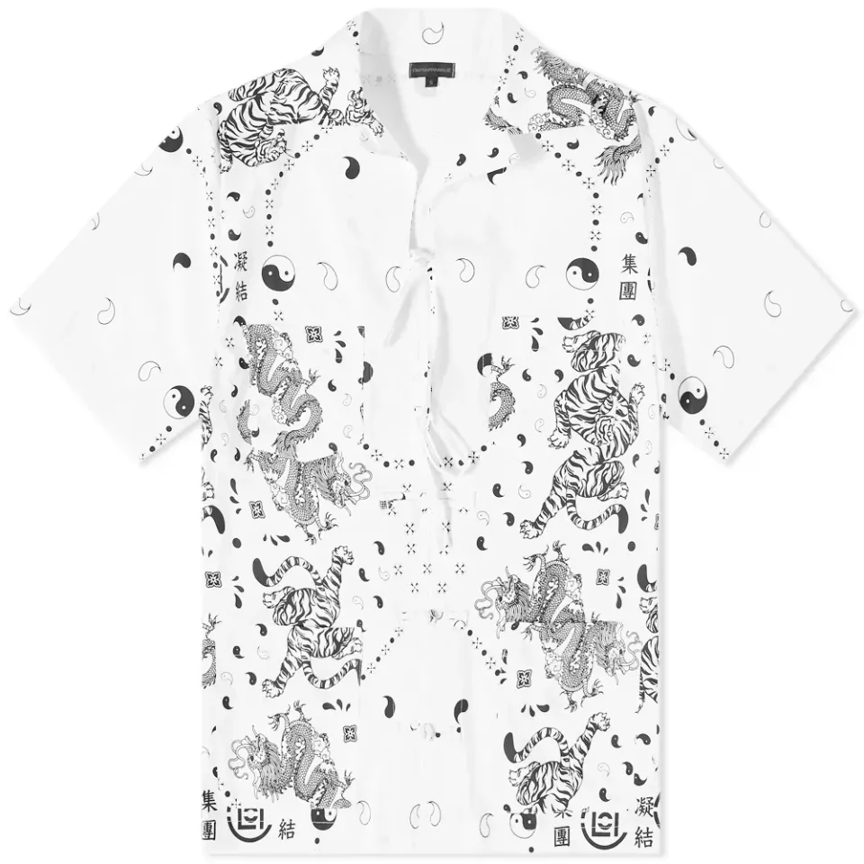Bandana Print Tie Up Vacation Shirt