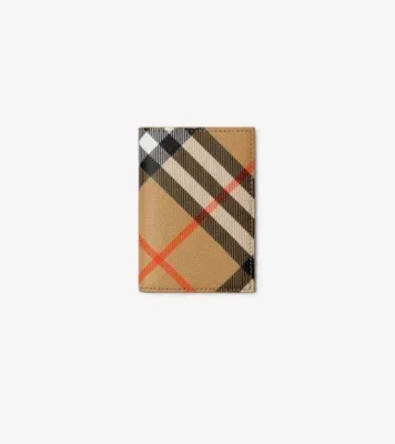 Check Folding Card Case in Sand beige - Men, Canvas