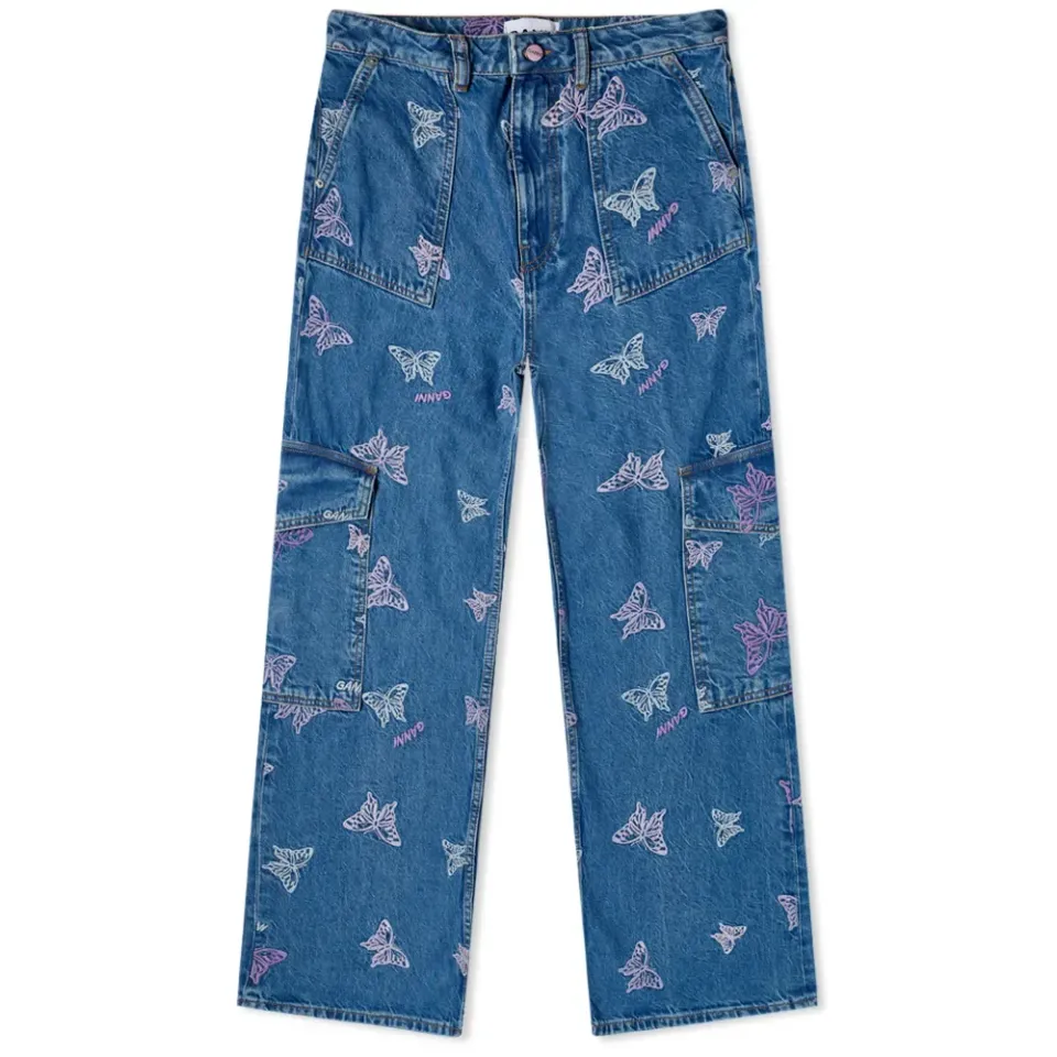 Embroidery Denim Butterfly Jeans