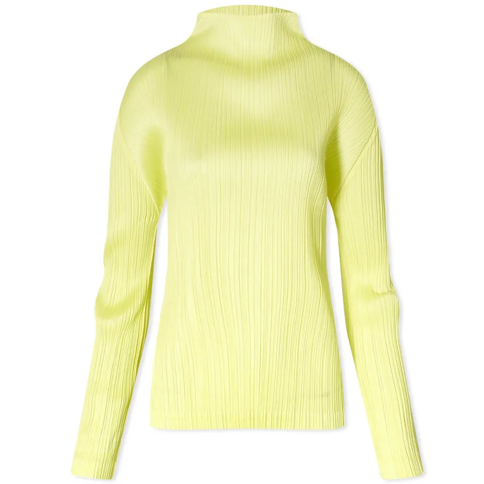 Long Sleeve Pleats Roll Neck Top