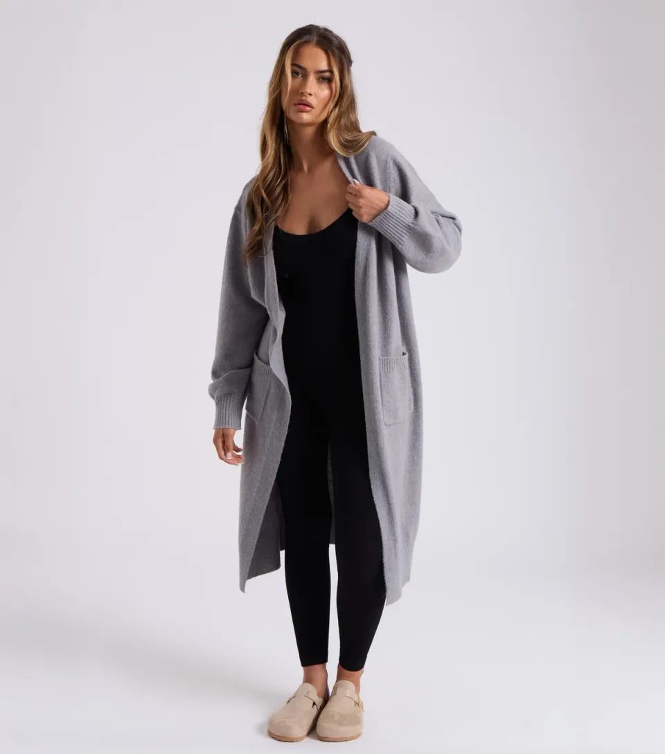 Women's Grey Longline Cardigan