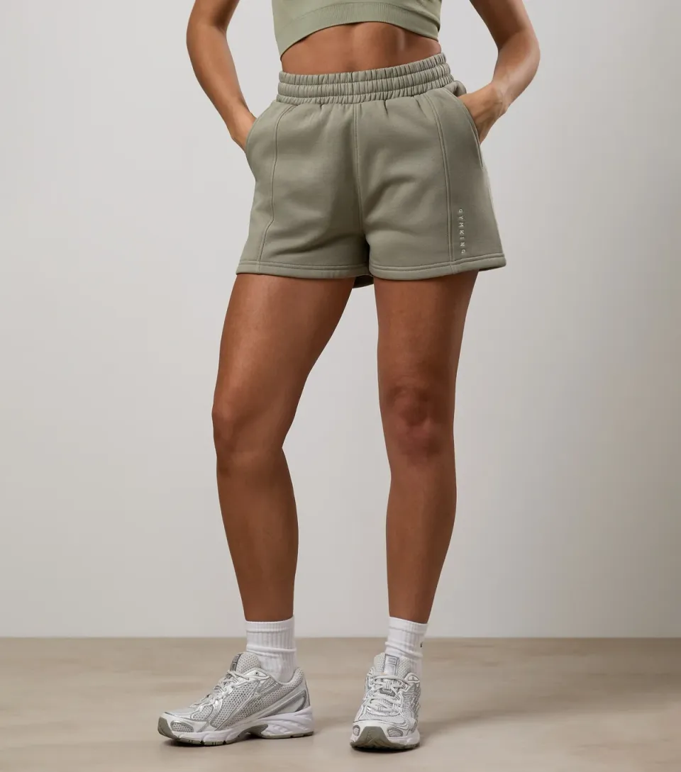 Women's Light Khaki Logo Embroidered Shadow Shorts