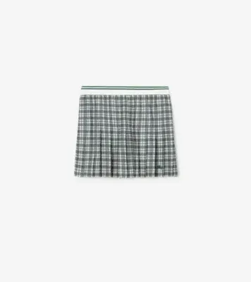 Pleated Check Tennis Mini Skirt in Peacock blue