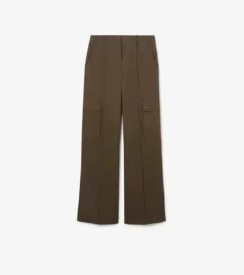 Gabardine Cargo Trousers in Juniper green