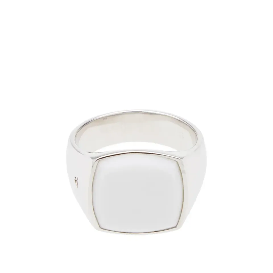 Cushion White Agate Ring
