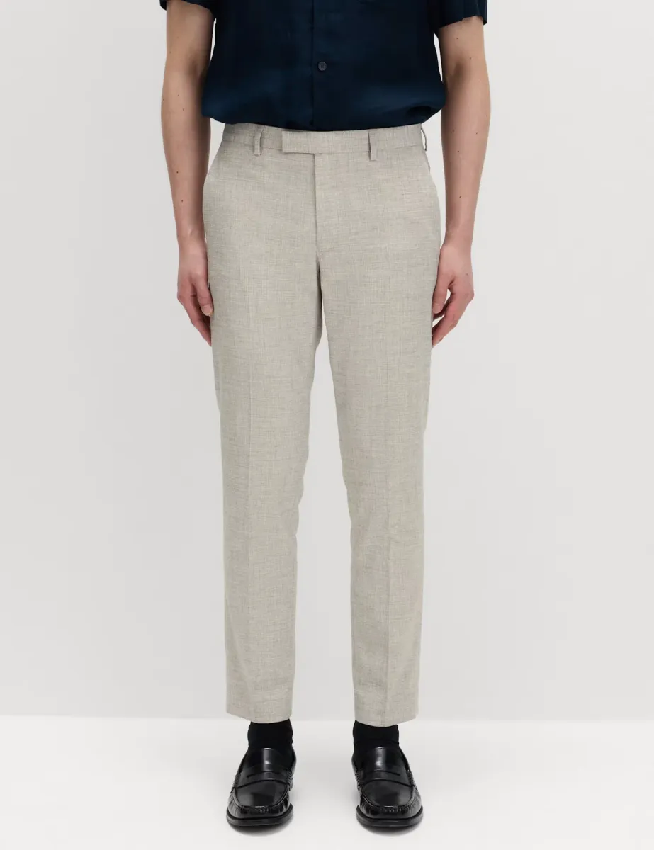 Relaxed Fit Textured Pleat Front Trousers Neutral