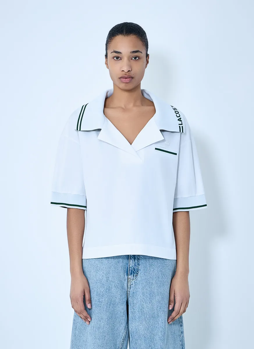 Wide-Collar Cotton Shirt