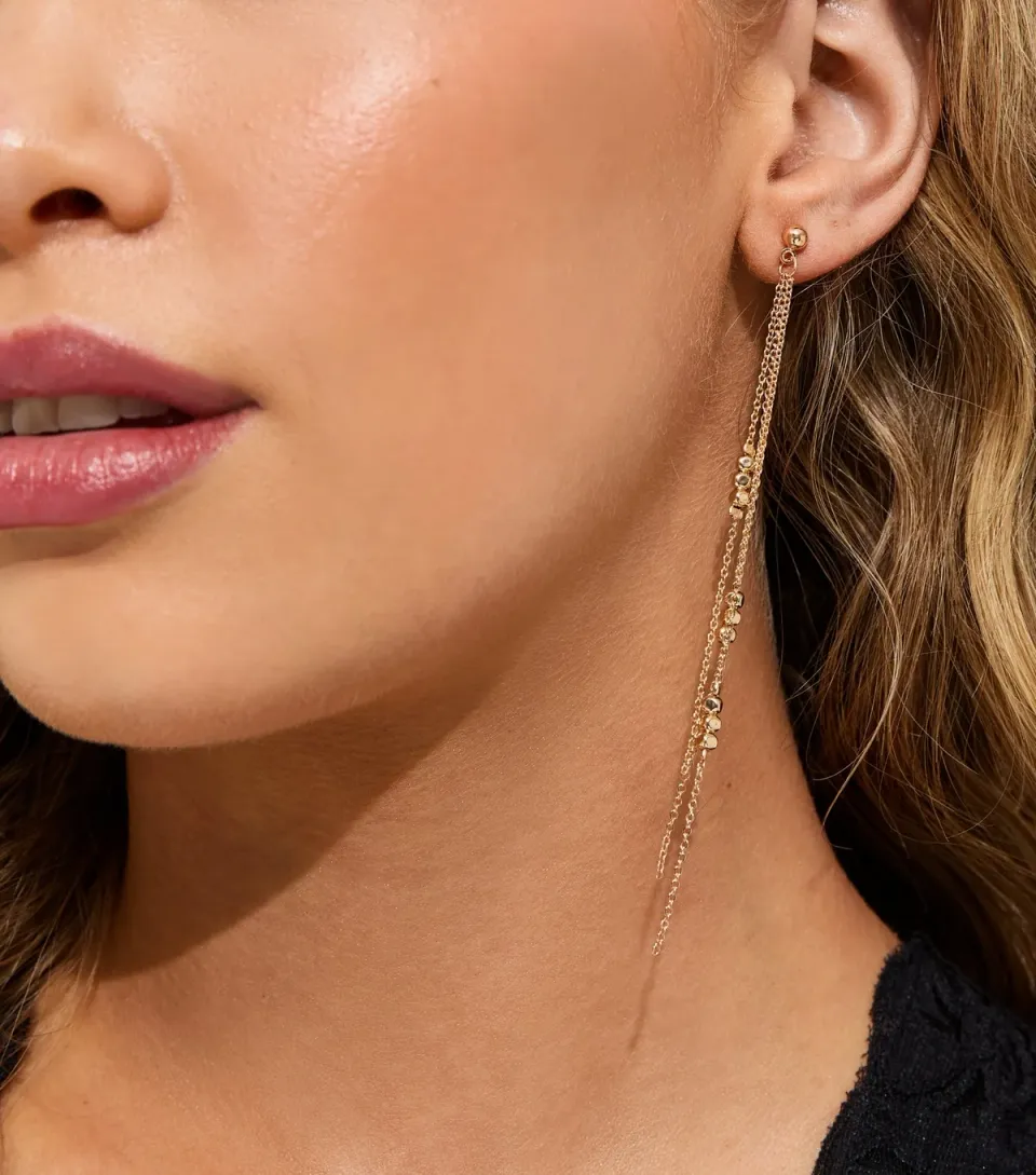 Gold Tone Tassel Drop Earrings