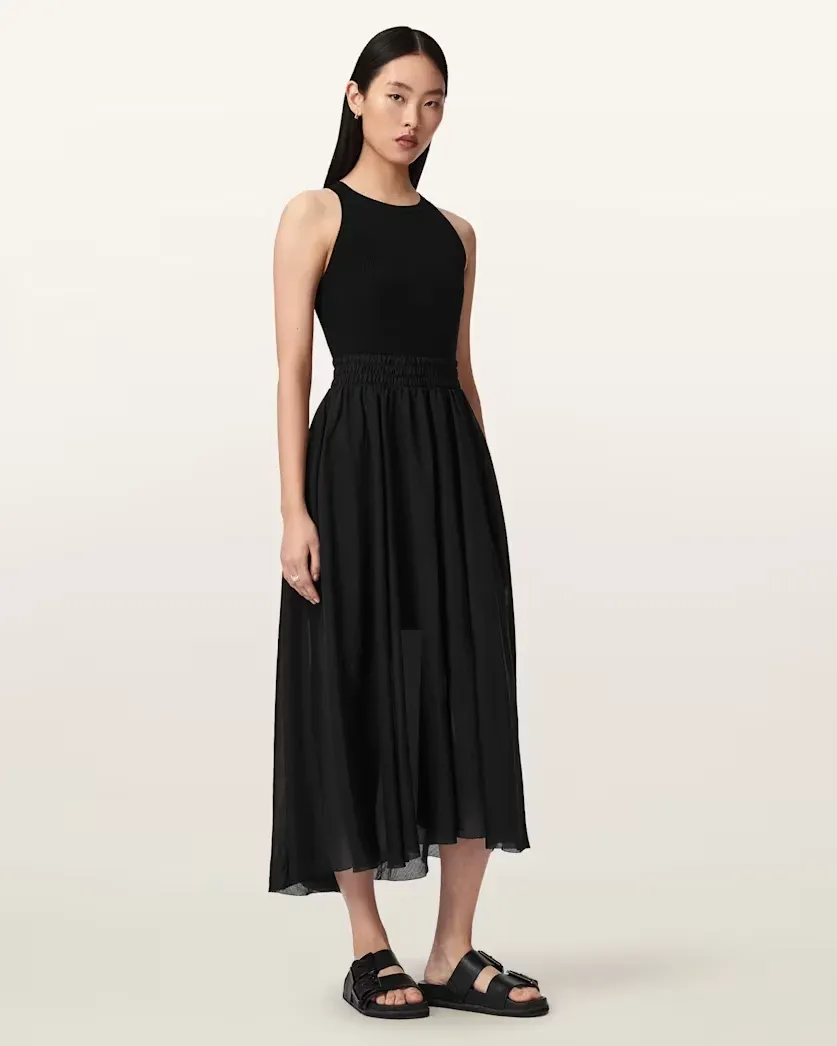 Zenia Sleeveless Asymmetric Midi Dress