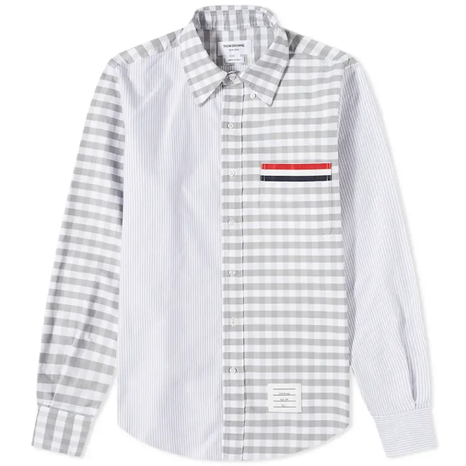 Funmix Tricolour Striped Pocket Oxford Shirt