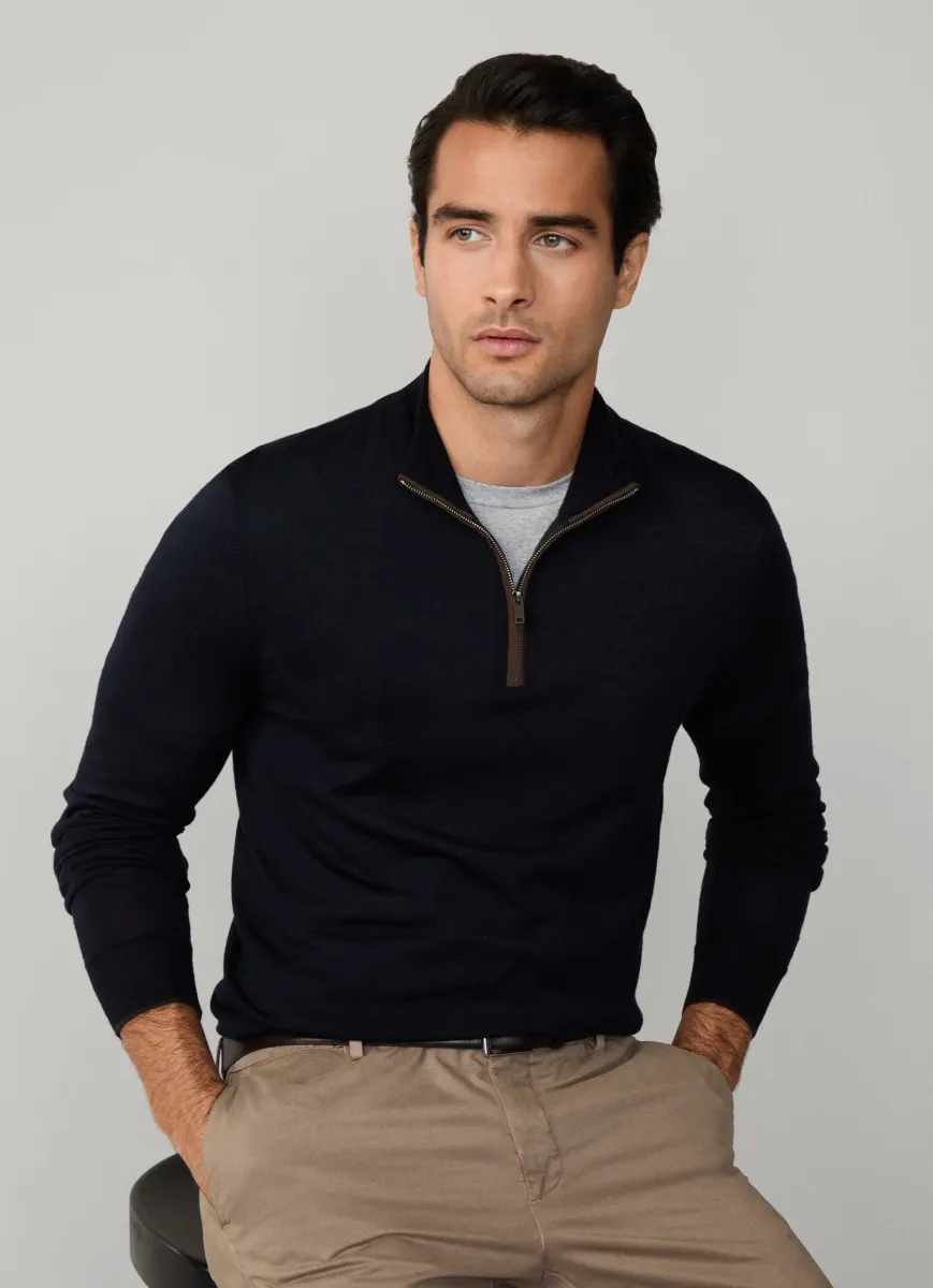 Merino Wool-Silk Quarter Zip Jumper