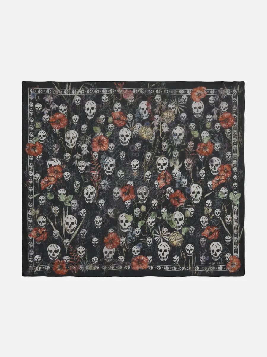 Skull & Spider Floral Scarf