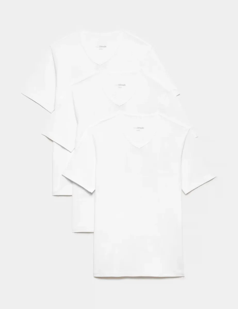 3pk Cotton Stretch V-Neck Vests
