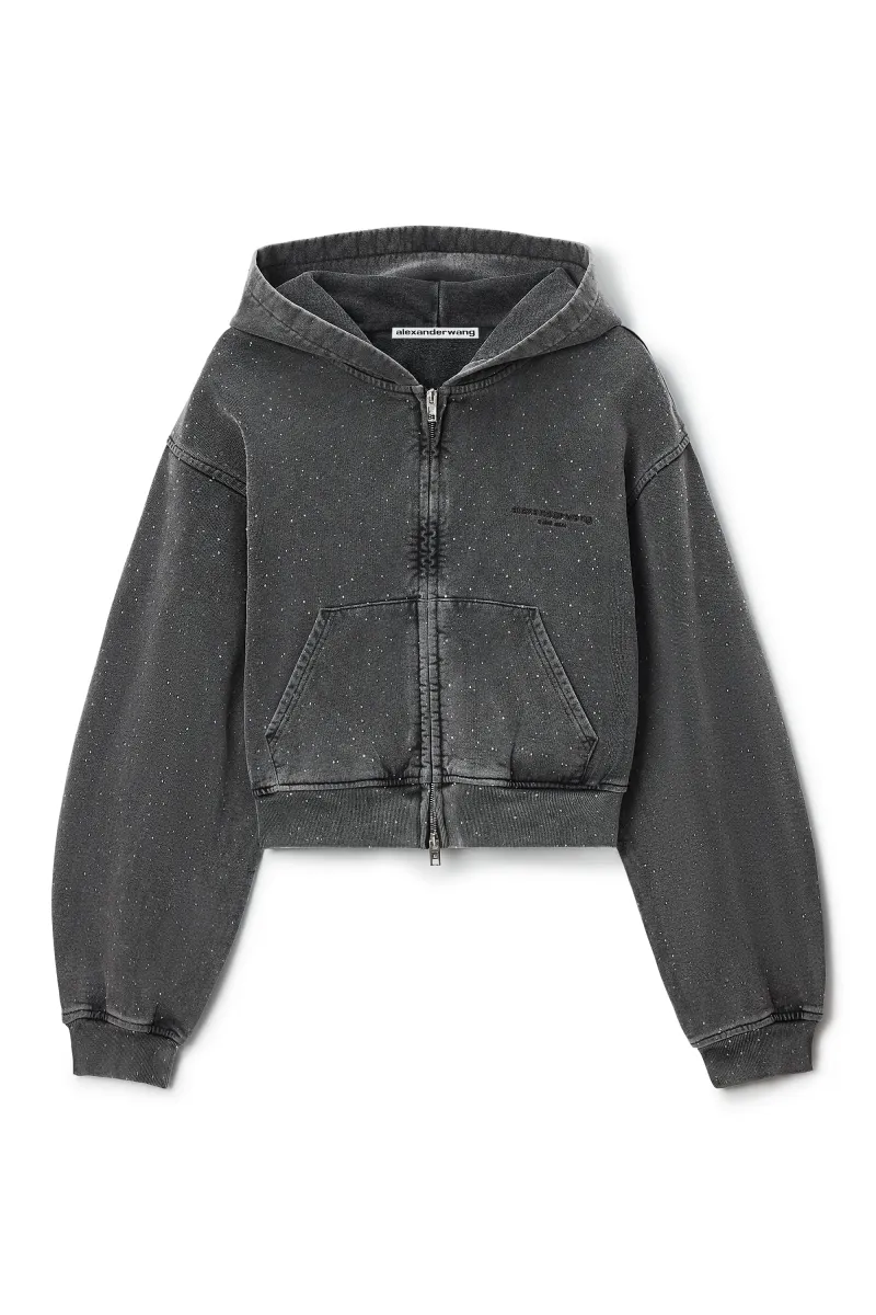 CRYSTAL HOTFIX ZIP UP HOODIE