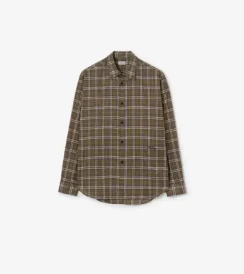 Relaxed Fit Check Cotton Shirt in Finch brown