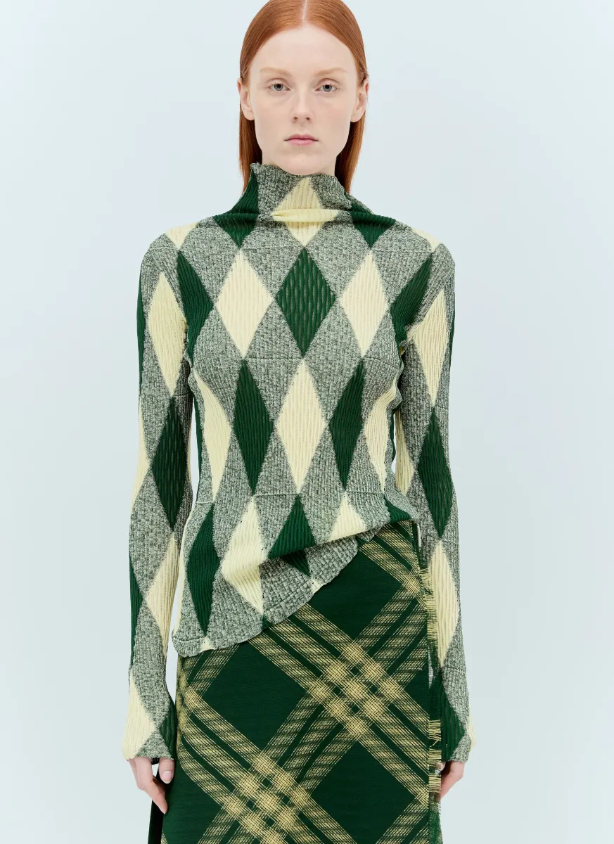 Argyle High-Neck Sweater