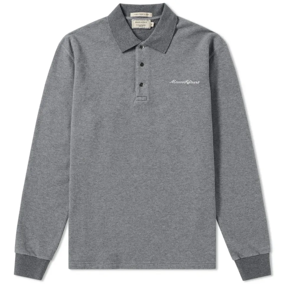 Maison Kitsuné Long Sleeve Pique Loop Polo