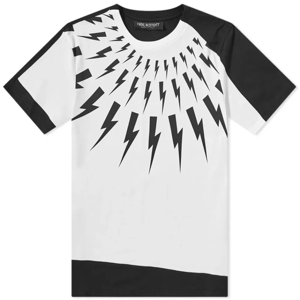 Split Front Fair Isle Lightning Bolt Print Tee