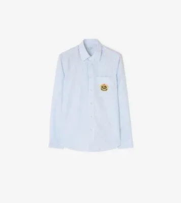 Classic Fit Pinstriped Cotton Oxford Shirt in Pale blue