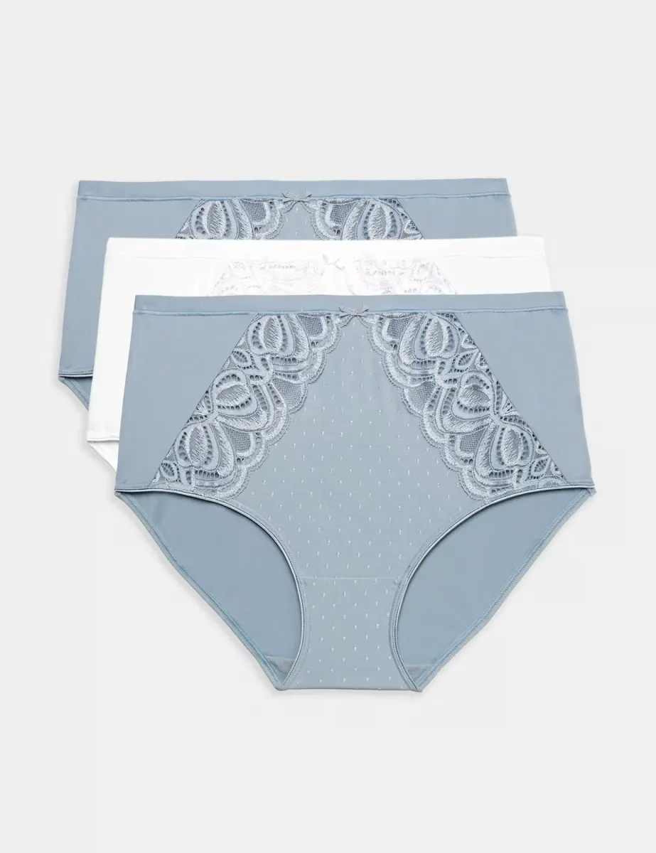 3pk Amelia Lace Full Briefs Light Steel Blue