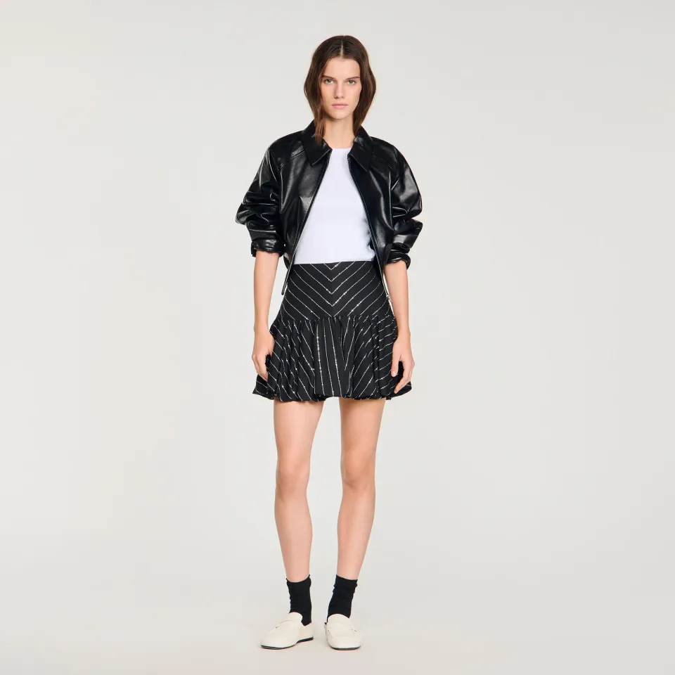 Short striped sequin skirt