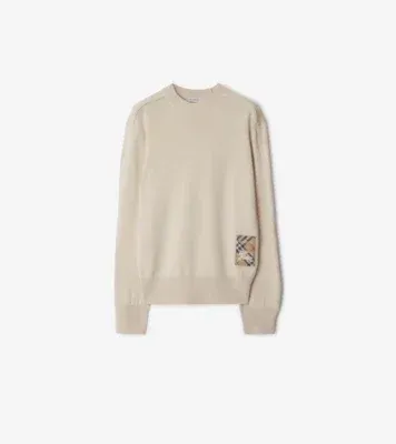 Check Label Wool Sweater in Nutmeg beige