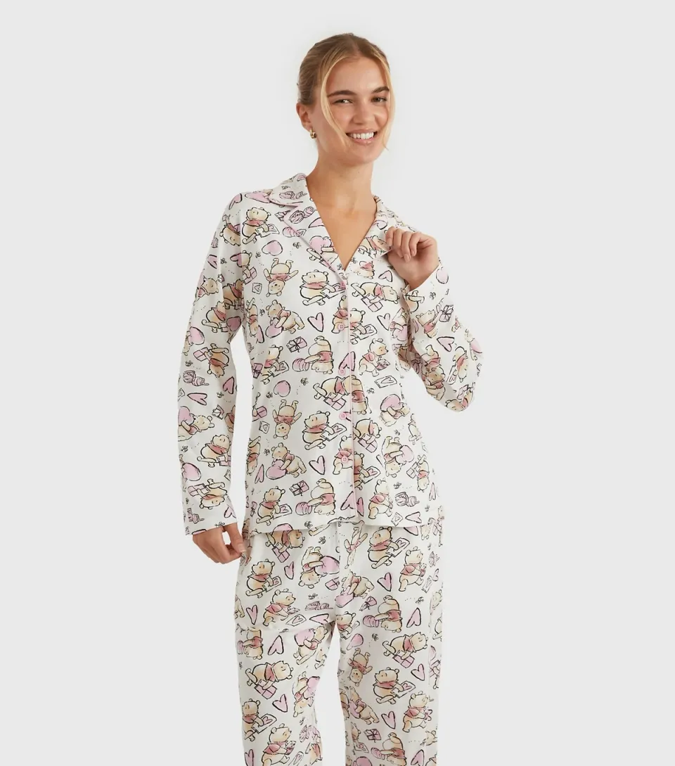 Women's White Winnie the Pooh Shirt and Trousers Pyjama Set