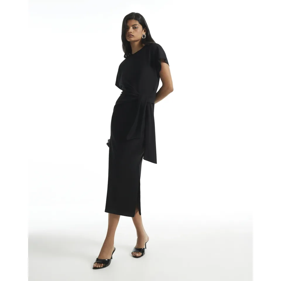 Tie Side Premium Midi Dress