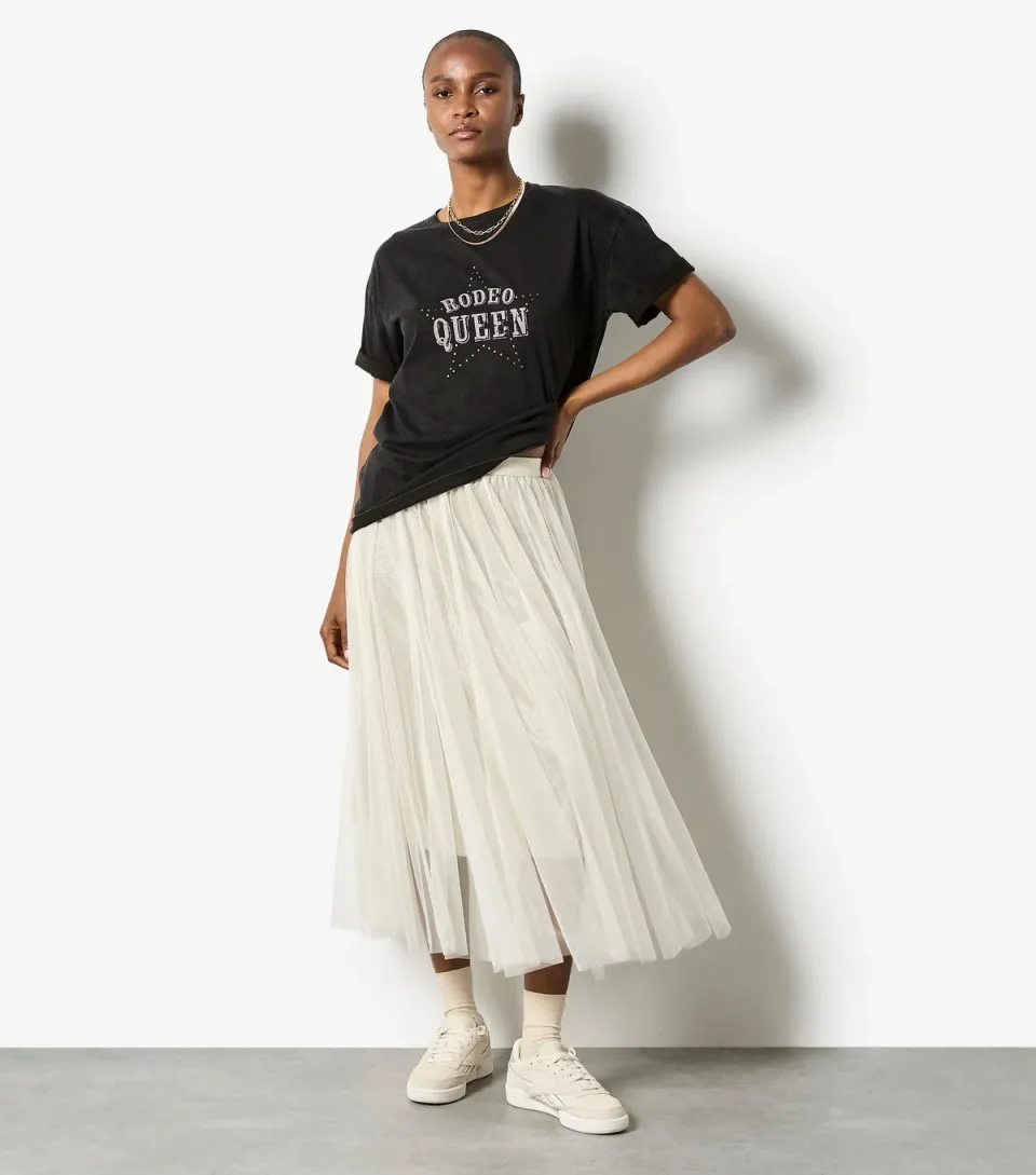 Women's Stone Sparkle Mesh Tulle Skirt